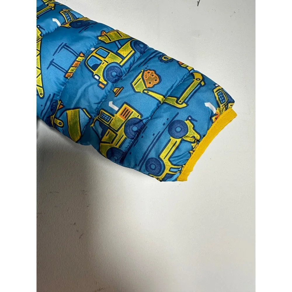 Jumping Beans Toddler Blue Construction Truck Fleece Lined Puffer Jacket 18M